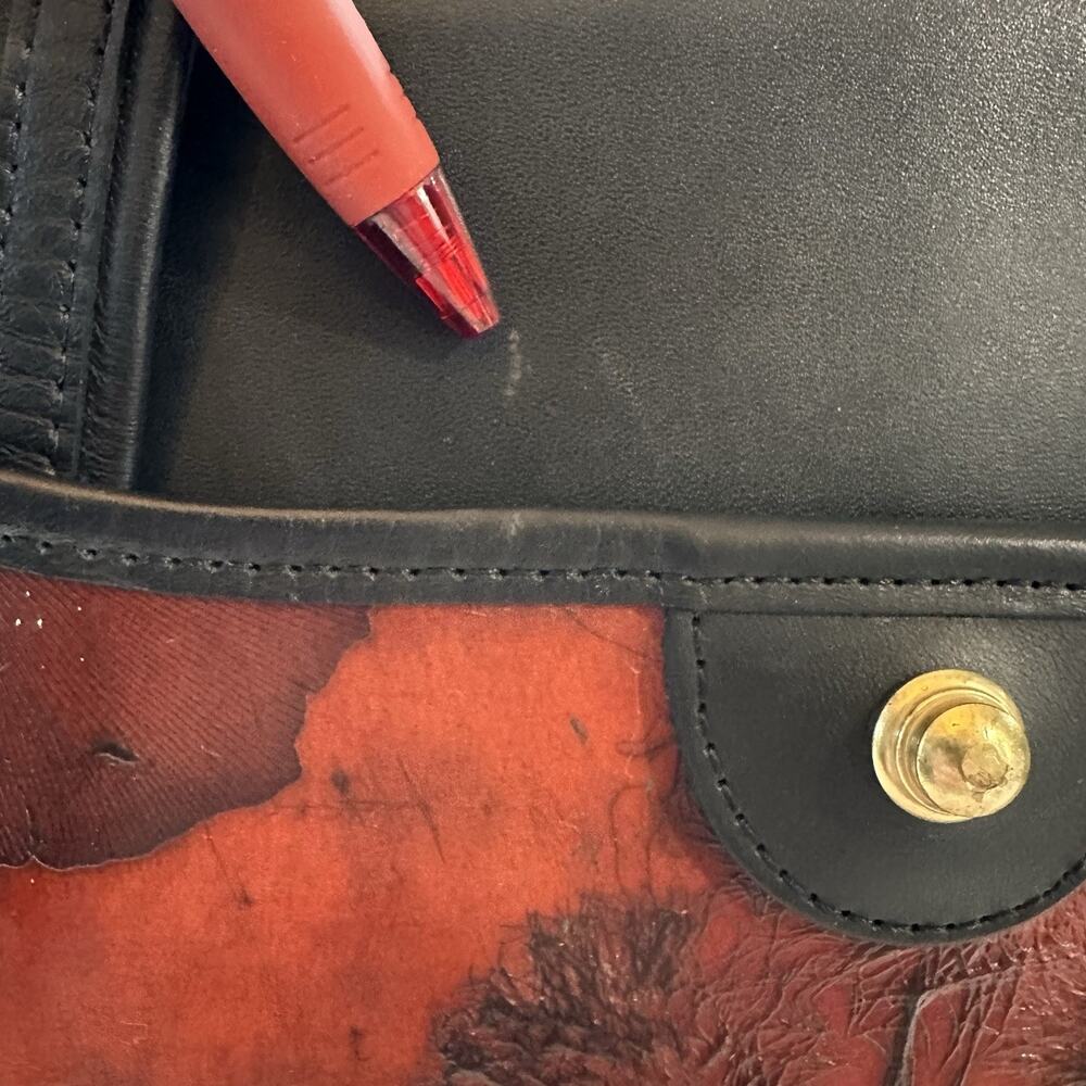 One of a Kind C. L. Whiting Leaf Leather Commuter Bag Hand Tooled - Picture 10 of 12
